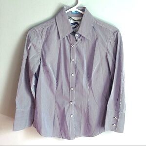 J. McLaughlin Button Down Top Womens 0 Silk Cotton Preppy Office Quiet Luxury